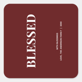 Sticker Carré Minimal BLESSED | Deep Red Holiday