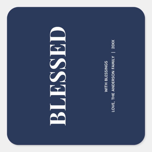 Sticker Carré Minimal BLESSED | Navy Blue Holiday (Devant)