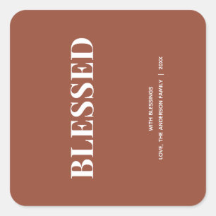Sticker Carré Minimal BLESSED Terracotta de Fêtes