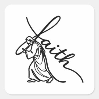 Sticker Carré Minimal Jesus Carrying Cross of Faith Christian