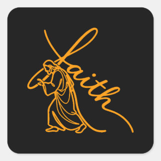 Sticker Carré Minimal Jesus Carrying Cross of Faith Christian
