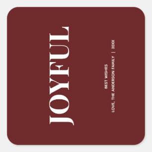 Sticker Carré Minimal JOYEUX Vacances Rouge Profond