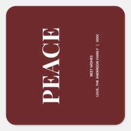 Sticker Carré Minimal PEACE | Deep Red Holiday