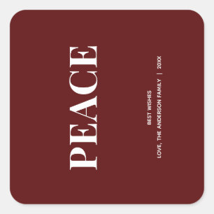 Sticker Carré Minimal PEACE   Deep Red Holiday