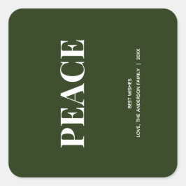 Sticker Carré Minimal PEACE | Forest Green Holiday