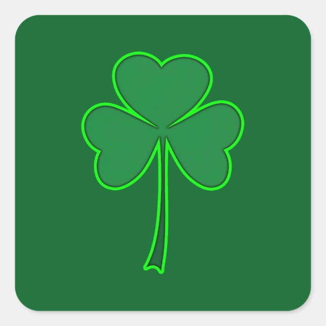 Sticker Carré Minimal Shamrock St Patrick’s Day - Autocolante (Devant)