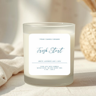 Sticker Carré Minimalist modern white blue candle product label