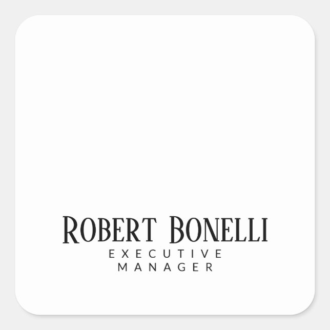 Sticker Carré Minimalist Plain Black & White Modern Plain (Devant)