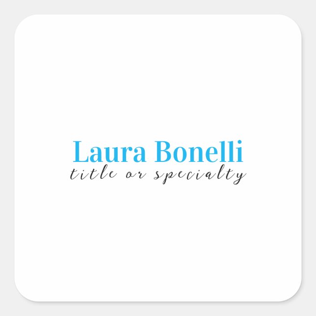 Sticker Carré Minimalist Professional Modern Plain Name Title (Devant)