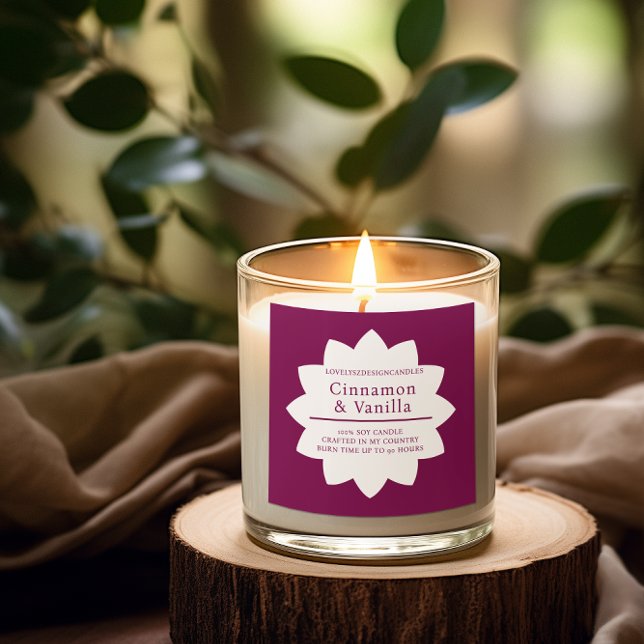 Sticker Carré Minimalist Wine Red Candle Product Label (Créateur téléchargé)