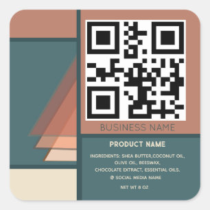 Sticker Carré minimaliste bloc de couleur de vacances qr code en