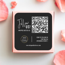 Minimaliste QR Code + LOGO Black Suivez-nous !