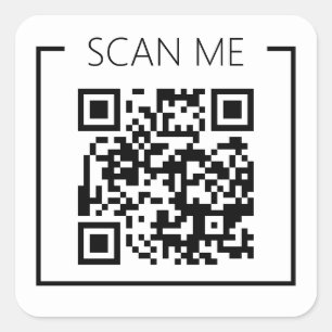 Sticker Carré Minimaliste QR Code Scan Me Business