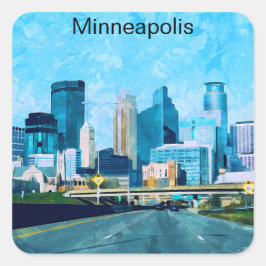 Sticker Carré Minneapolis Minnesota Travel Skyline