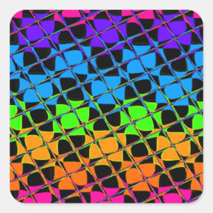 Sticker Carré Miroir à damiers arc-en-ciel multicolore