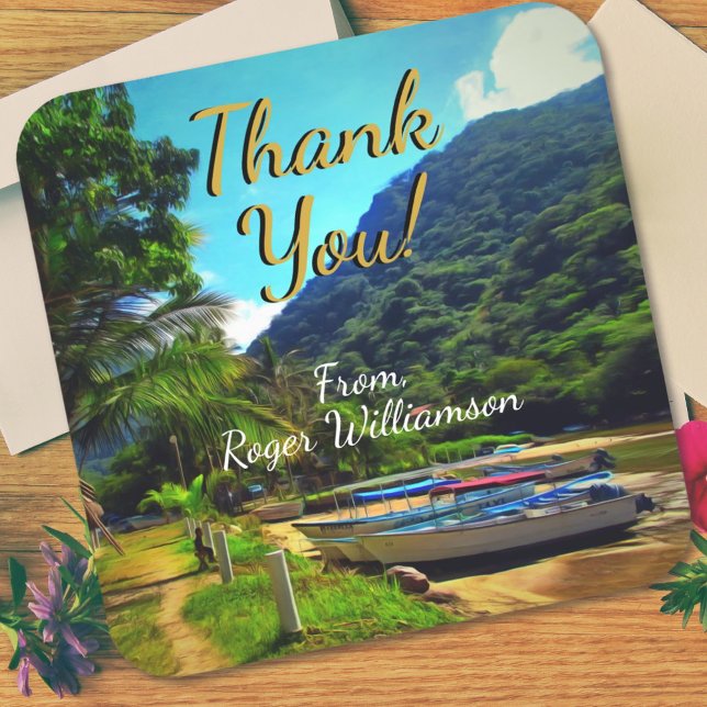 Sticker Carré Mismaloya Boats Merci 0350 (Créateur téléchargé)