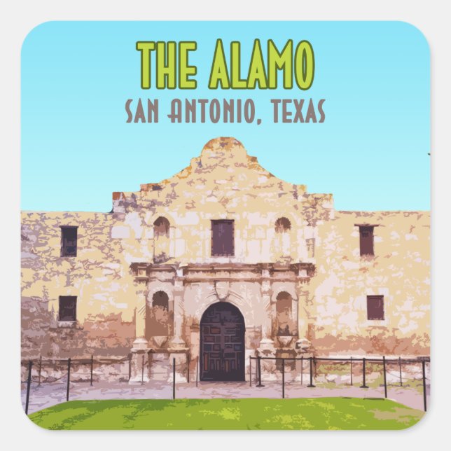 Sticker Carré Mission Alamo San Antonio Texas (Devant)