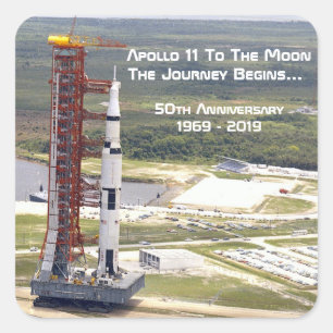 Sticker Carré Mission Apollo 11 à l'anniversaire de la Lune