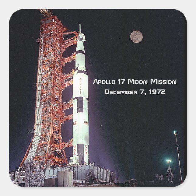 Sticker Carré Mission Apollo 17 Moon (Devant)