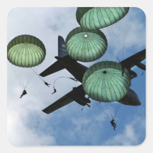 Sticker Carré Mission de masse de saut, parachutes, l'armée