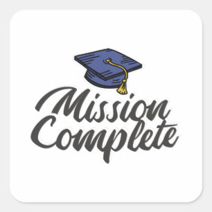 Sticker Carré Mission d'obtention du diplôme terminée