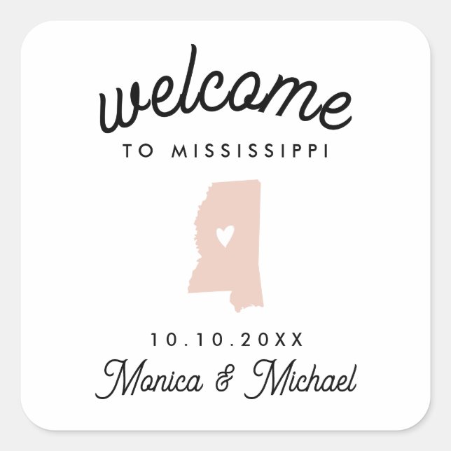 Sticker Carré MISSISSIPPI État Destination Mariage N'IMPORTE QUE (Devant)