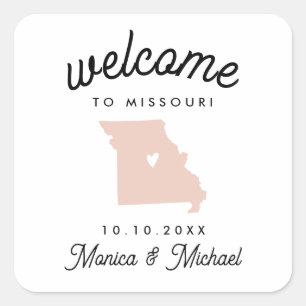 Sticker Carré MISSOURI State Destination Mariage N'IMPORTE QUELL