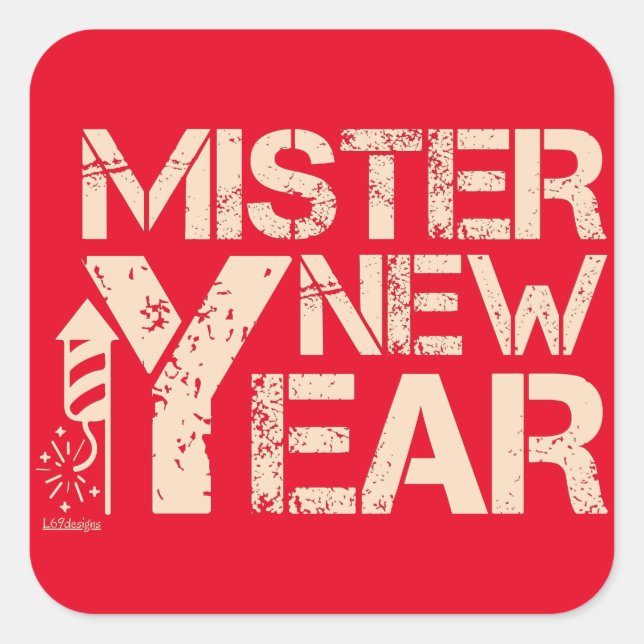 STICKER CARRÉ MISTRE NOUVELLE ANNÉE (Devant)