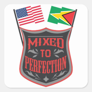 Sticker Carré Mixte To Perfection Guyana American Flag Pride