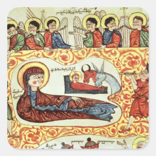 Sticker Carré Mme 404 fol.1v la nativité, d'un évangile
