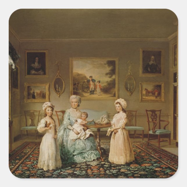 Sticker Carré Mme Congreve et ses enfants (Devant)