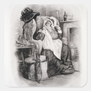 Sticker Carré Mme Gamp, de "Charles Dickens : Un commérage à pro