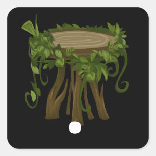 Sticker Carré Mobilier brillant latéral vignes de forêt piédesta