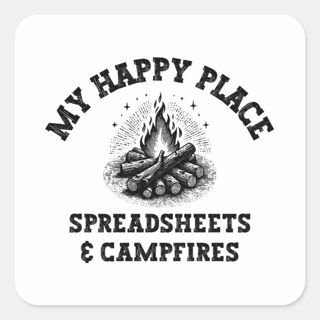 Sticker Carré Mode Camping : Hors Grille - Drôle Comptable Don (Devant)