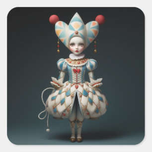 Sticker Carré Mode de ballet Casse-Noisette - Poupée Arlequin
