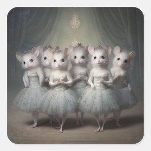 Sticker Carré Mode souris de ballet Casse-Noisette