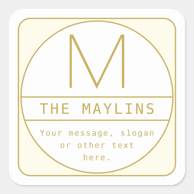 Sticker Carré Modèle de conception rétro-moderne éditable or et  (Devant)
