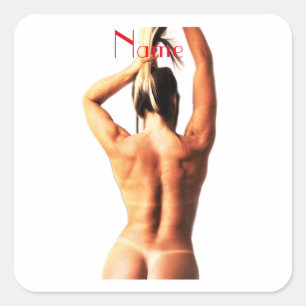 Sticker Carré Modèle de fitness Tanlines Thunder_Cove