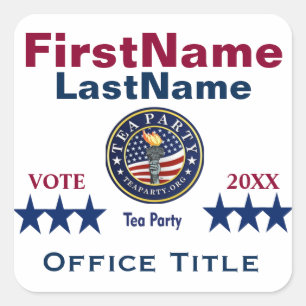 Sticker Carré Modèle de la campagne personnalisée Tea Party