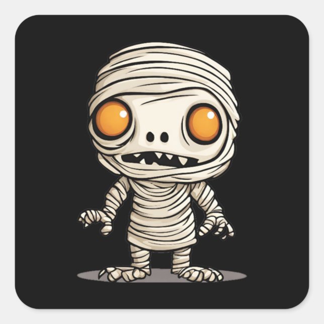 Sticker Carré Modèle de momie d'Halloween (Devant)