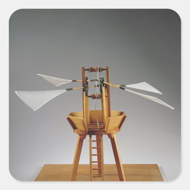 Sticker Carré Modèle de reconstruction du design de da Vinci (Devant)