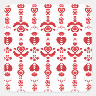 Sticker Carré Modèle de rosemaling moderne de Noël scandinave