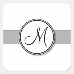 Sticker Carré Modèle de sceau de monogramme à fente personnalisa