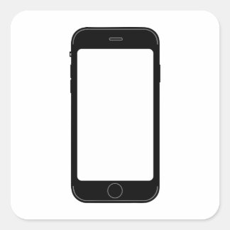 Sticker Carré Modèle de téléphone mobile simple noir et blanc
