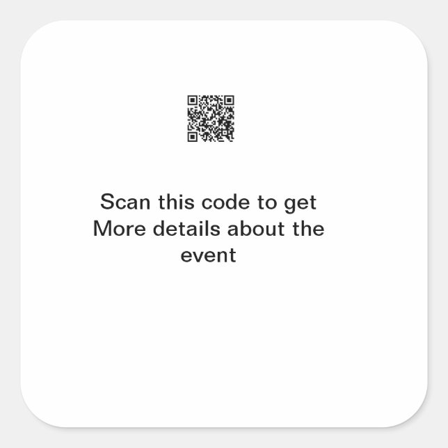 Sticker Carré Modèle d'événement commercial avec scan de code Q  (Devant)