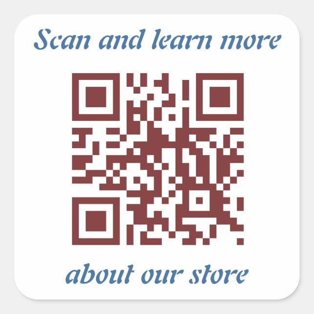 Sticker Carré Modèle d'informations du magasin de code QR (Devant)