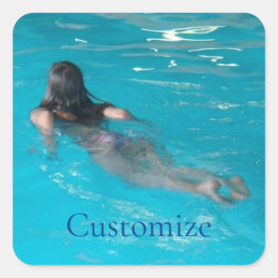Sticker Carré Modèle féminin natation Thunder_Cove
