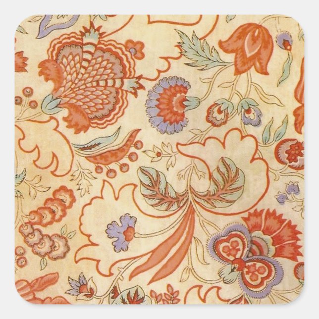 Sticker Carré Modèle floral antique de Chintz Paisley (Devant)