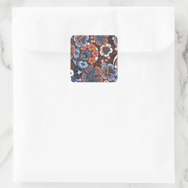 Sticker Carré Modèle floral Batik vintage (Sac)