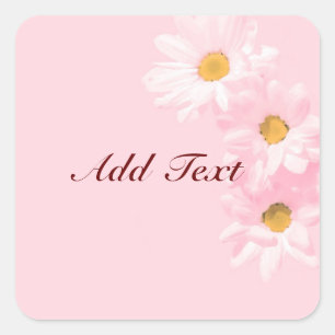 Sticker Carré Modèle floral rose Pastel, personnaliser,